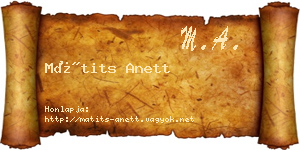 Mátits Anett névjegykártya